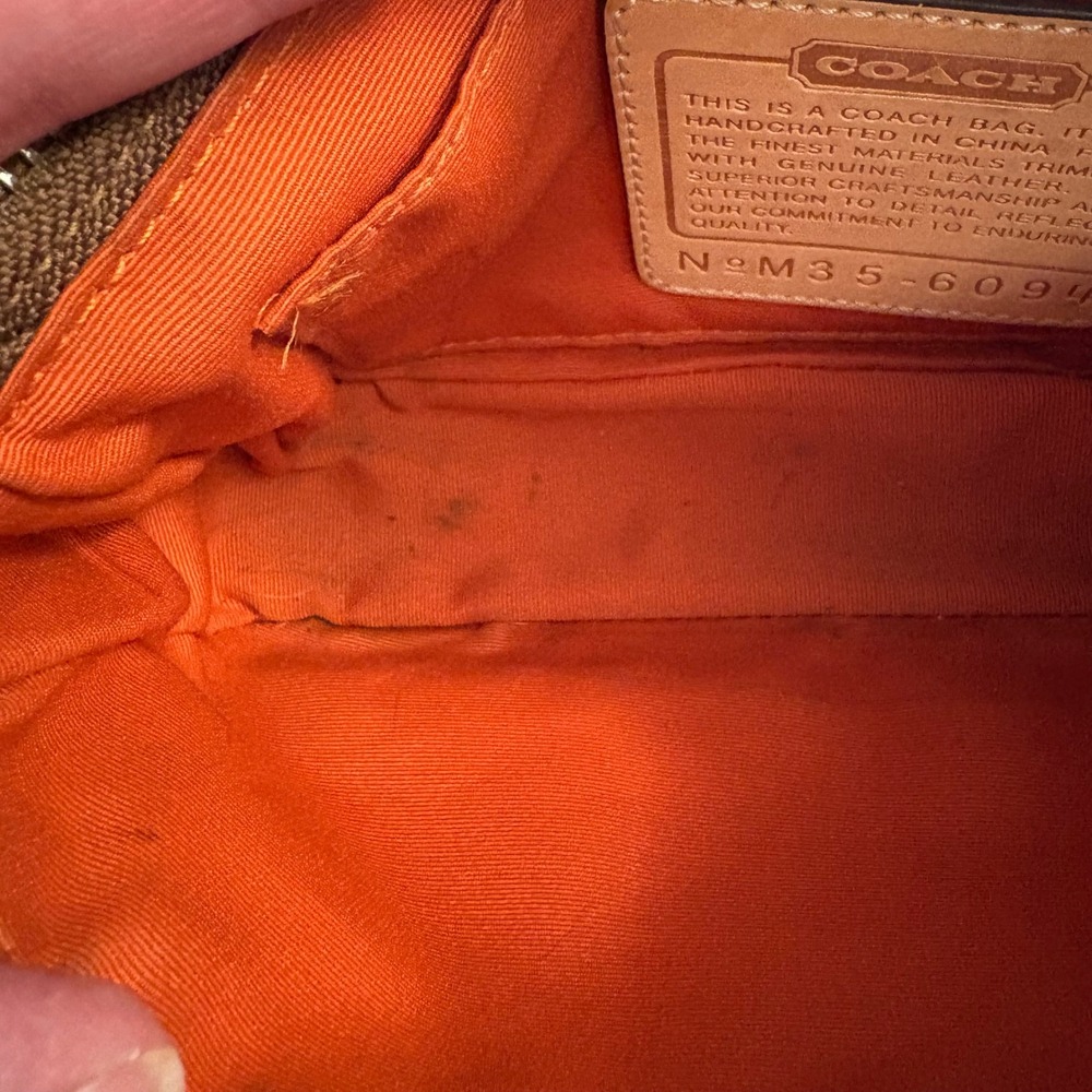 Vintage Coach Signature Demi Canvas Leather Y2K Shoulder Bag Brown Tan 6094 - Picture 16 of 16